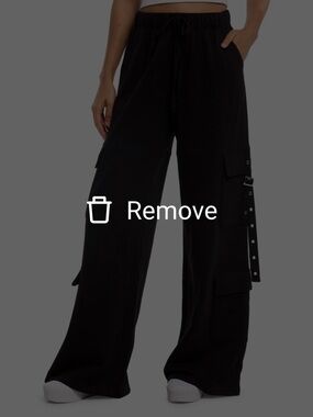 Black Women’s Cargo Wide Leg Sweat Pants with Grommet Detail